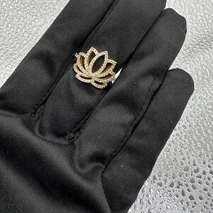 Swarovski Gold Lotus Ring with Crystals